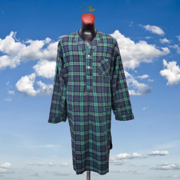 Vintage SAVILE ROW Plaid Flannel Nightshirt Cotton